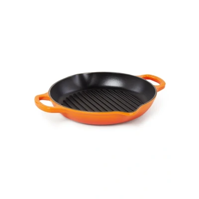Afbeelding van Le Creuset Gietijzeren Ronde Hoge Grill In Oranjerood 25cm
