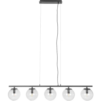 Afbeelding van Lucande hanglamp 5lichts Glas, ijzer E14 rookgrijs, zwart