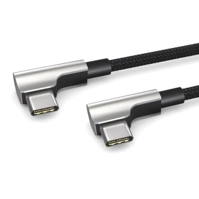 Afbeelding van PAXO 0,5 m oplaadkabel, 3 A, USB C naar C, 2.0, elegante hoekstekker, bijzonder flexibele stoffen ommanteling, zwart