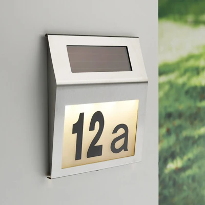 Afbeelding van Wandlamp buiten LED solar met huisnummer