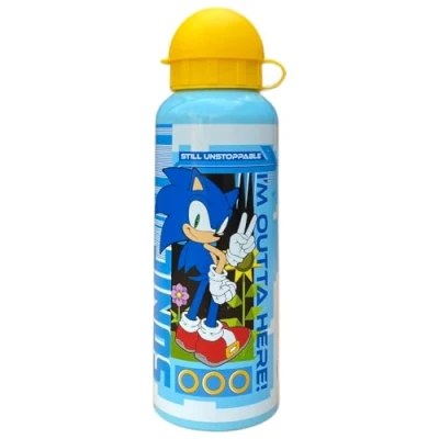 Afbeelding van CARTOON Sonic aluminium drinkfles met fopspeen voor kinderen, 500 ml, geel