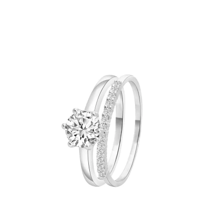 Afbeelding van Lucardi 925 Silver Ring silvercoloured, Dames, Maat: 49, coloured