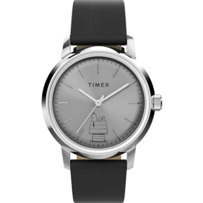 Afbeelding van Timex Peanuts Marlin TW2Y10000 Horloge Leer Zwart Ø 40 mm