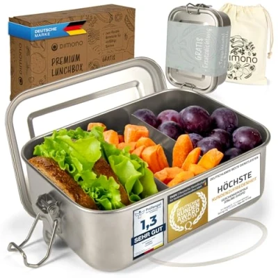 Afbeelding van lunchbox Lekvrije bentobox Roestvrijstalen lunchbox; Waterdichte duurzame box met compartimenten &amp; afdichtingen (b: 850 ml)