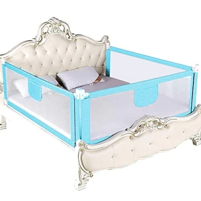 Afbeelding van Bedhekje, veilig en in hoogte verstelbaar bedhek, valbescherming voor kinderbed ouderbed, bedhek baby/kinderen, 1,5 m, blauw