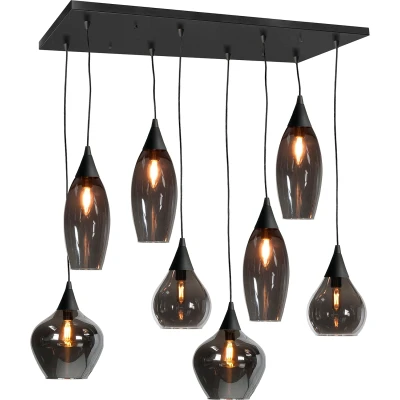 Afbeelding van HighLight hanglamp Cambio 8 lichts zwart / smoke