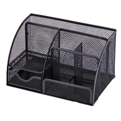 Afbeelding van RICOO B001 B bureau organizer met 6 planken lade, pennenhouder van metaal, netstof, organizer, ruimtebesparend