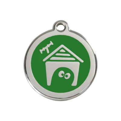 Afbeelding van Dog House Green roestvrijstalen hondenpenning medium/gemiddeld dia. 3 cm RedDingo
