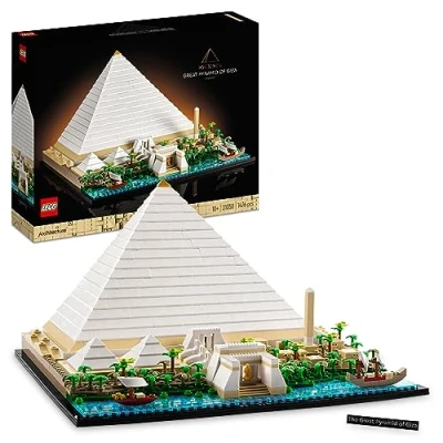 Afbeelding van LEGO 21058 Architectuur de grote piramide van Gizeh, creatieve hobby, modelbouw, monument wereld en accessoires voor het decoreren binnenshuis