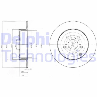 Afbeelding van DELPHI BG4291 Remschijf 297 11 5 volledig Geolied Semi finished Zonder wiellager, ABS sensorring TOYOTA: Verso
