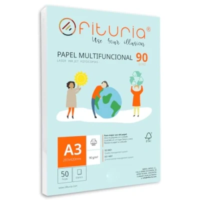 Afbeelding van 90 g A3 papier met 50 witte vellen, multifunctioneel voor school en werkomgeving, ideaal laserprinters, inkjetprinters of kopieerapparaten. Ofituria