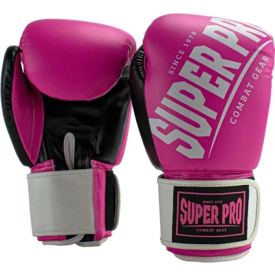 Afbeelding van Super Pro Combat Gear (kick)bokshandschoenen Rebel Zwart/Roze/Wit 14oz