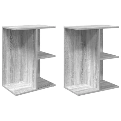 Afbeelding van vidaXL Nachtkastjes 2 st 46,5x29x61 cm bewerkt hout grijs sonoma eiken