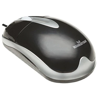 Afbeelding van Manhattan MH3 USB muis, bekabeld, zwart/grijs, 1000 dpi, A, optisch, robuust, 3 knoppen met scrollwiel