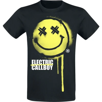 Afbeelding van Electric Callboy Spray Smile T shirt Black Band Merch, strepen, SCHWARZ