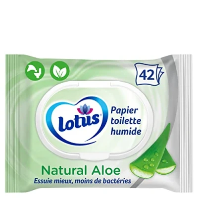 Image de Lotus Papier Toilette Humide Natural Aloe Sans colorant, ni parfum Fibres FSC 100% d’origine naturelle 42 unités (Lot de 1)
