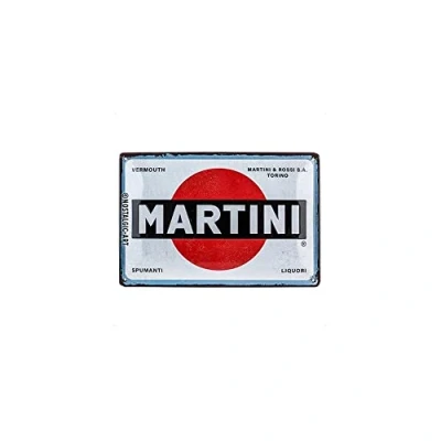 Afbeelding van Metalen Wandbord Martini Logo White 20 x 30 cm