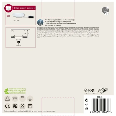 Afbeelding van PAULMANN LED inbouwlamp voor badkamer vast ingebouwd 12 W IP44 Wit