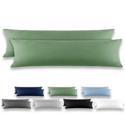 Afbeelding van REDKEY Set van 2 kussenslopen voor zijslaapkussen, 40 x 145 cm, microvezel kussensloop met hotelsluiting, grasgroen