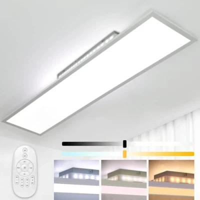 Afbeelding van Led plafondlamp, dimbaar, 120 x 30 cm, met geheugenfunctie, woonkamer, 55 W, afstandsbediening, ledpaneel, rechthoekig, 2700 K 6500 K, warmwit/koud wit, voor keuken,
