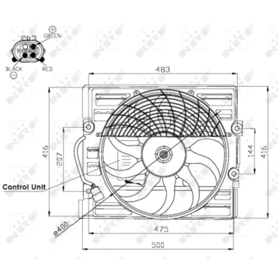 Afbeelding van NRF 47481 Radiator Ventilator 400 12 200 Met ventilatorraamwerk besturingseenheid BMW: 7