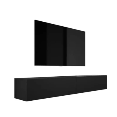 Afbeelding van 3E 3xE living.com Laag hangende tv meubel modern design A: breedte 2 x 100 cm, hoogte 34 diepte 32 mat zwart