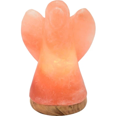 Afbeelding van Himalaya Zoutkristal lamp engel met houten voet witte 46231 19 cm hoog