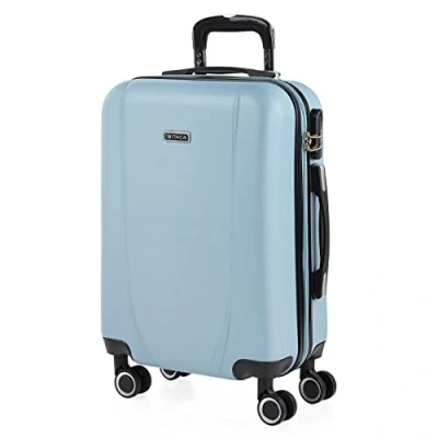 Afbeelding van ITACA trolley koffers, ABS Harde buitenbekleding, bestendig en licht. Telescopische handgreep, 2 handvatten, 4 wielen. Geïntegreerd slot. Lage kosten, klein, gemiddeld, groot, Lichtblauw
