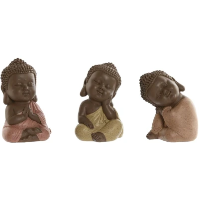 Afbeelding van Decoratieve figuren Home ESPRIT Oranje Koraal Limoen Hars Boeddha Orientaals 8 x 12,5 cm (3 S...