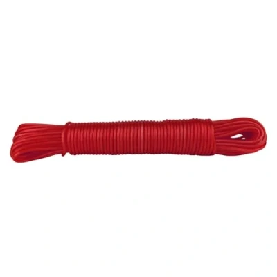 Afbeelding van IDEA HOME Corde à linge en cristal indéchirable de 20 m pour la maison, le jardin et camping robuste polyester revêtement plastique, rouge transparent