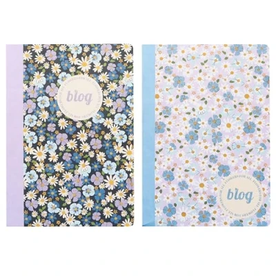 Afbeelding van Kangaro schriften B&#039;LOG FLOWERS formaat A4 met ruit 5mm 2 stuks AN 123845 A