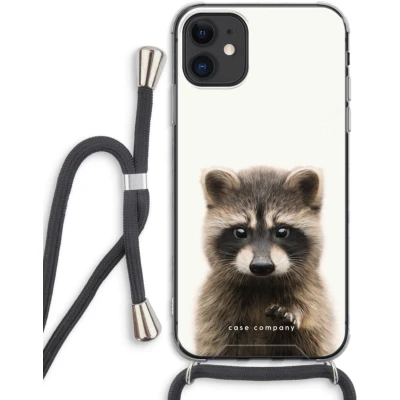 Afbeelding van Case Company® hoesje met Koord geschikt voor iPhone 11 Rocco Telefoonhoesje Zwart Extra Bescherming aan alle Kanten en Over de Schermrand