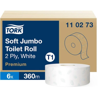 Afbeelding van Tork Premium toiletpap jumbo 2 lgs wit 360 mtr x 10 cm pak à 6 rol (110273)
