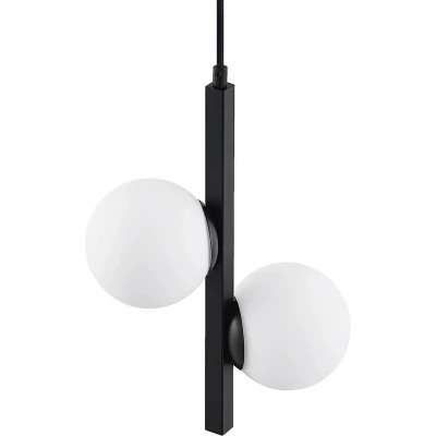 Afbeelding van Lucande hanglamp 2lichts ijzer, glas H: 36.5 cm G9 zwart, opaalwit