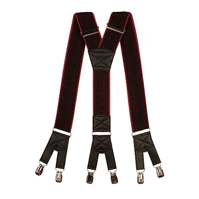 Afbeelding van Olata Stevige extra brede Y bretels met zes clips 5 cm, Zwart/Rood