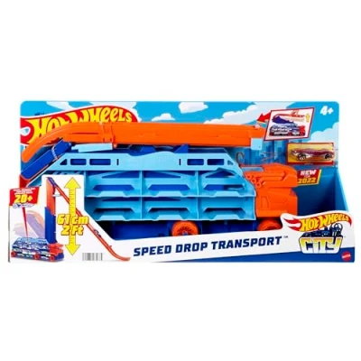 Afbeelding van Hot Wheels City Transporter van het extreme voertuig, 1 auto inbegrepen, verandert in een 60 cm hoge helling, speelgoed voor kinderen, vanaf 4 jaar, HDY92