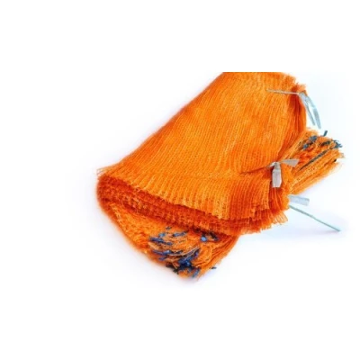 Afbeelding van 100 stuks netto oranje netzakken met trekkoord, voor groenten of hout, 40 cm x 60 cm, inhoud: 15 kg