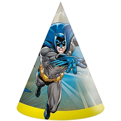 Afbeelding van Procos Dc Comics Batman Superheld Feesthoedjes feestmutsen Punthoedjes Karton 6 Stuks Kinderfeest Verjaardag.