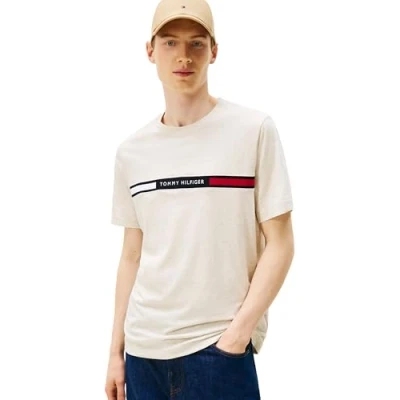 Image de Tommy Hilfiger Chest Insert TEE MW0MW36498 S/S T shirt, Beige, S, Beige (lait d&#039;avoine chiné), S