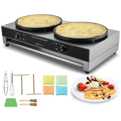 Image de VEVOR Crêpière Électrique Appareil à Crêpes Commerciale 40 cm 6000 W Double Tête