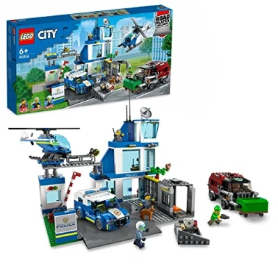 Image de LEGO 60316 City Le Commissariat de Police: Jouet Construction avec Voiture, Camion Poubelle et Hélicoptère, Cadeau Idéal pour Les Enfants 6 Ans Plus, Idée Garçon Filles