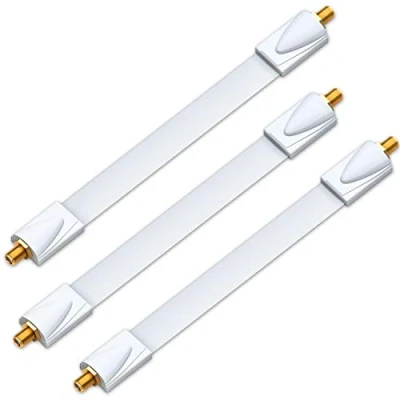 Afbeelding van deleyCON 3x Raamdoorvoer SAT Kabel 17cm Flexibele 26cm Lange Koppeling Ramen &amp; Deuren Verguld Extreem Vlak Afgeschermde Zelfklevende Pads Wit