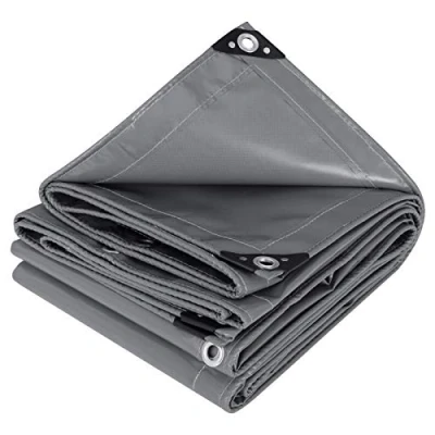 Afbeelding van WOLTU GZ1222dgr02 Dekzeil bescherming PVC zeildoek 500 g/m²,Afdekzeil waterbestendig,UV bestendig en zon bescherming,3x4m Donkergrijs