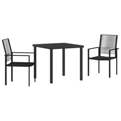 Afbeelding van vidaXL 3 delige Tuin Eetset Zwart PVC Riet