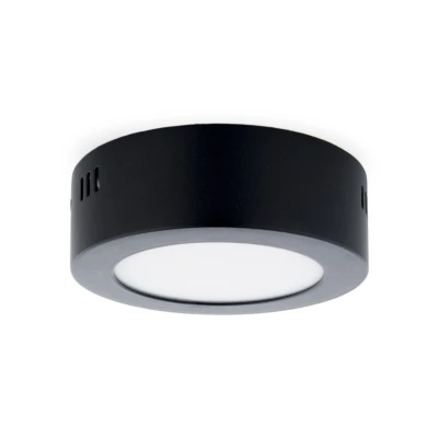Afbeelding van LED Paneel Plafondlamp 6W, Rond 12cm, Opbouw, Warm Wit, Zwart