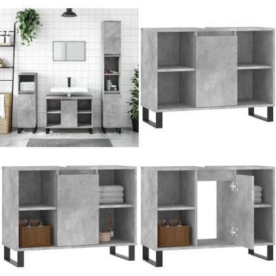 Afbeelding van Badkamerkast 80x33x60 cm bewerkt hout betongrijs