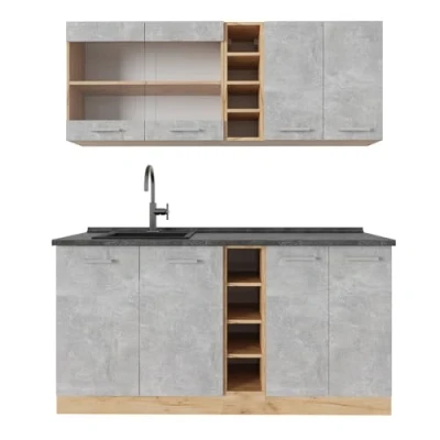 Afbeelding van Vicco Eenpersoonskeuken R Line, Beton/gouden eik, 160 cm , WB Antraciet
