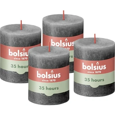 Afbeelding van Stompkaarsen Shine 4 st rustiek 80x68 mm stormgrijs