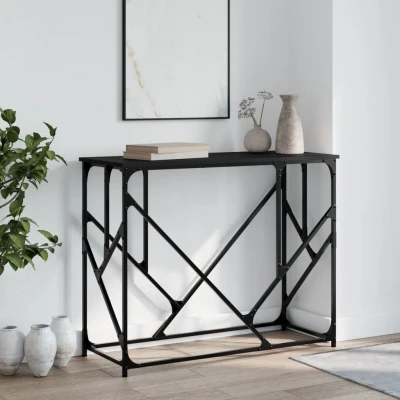 Afbeelding van Wandtafel 100x40x80 cm bewerkt hout zwart