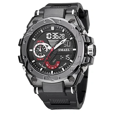 Afbeelding van AIMES Sporthorloge voor heren, waterdicht, analoog, digitaal, militaire stijl, datumweergave, multifunctioneel, led, alarm en stopwatch, a zwart, sport, casual, modieus, waterdicht